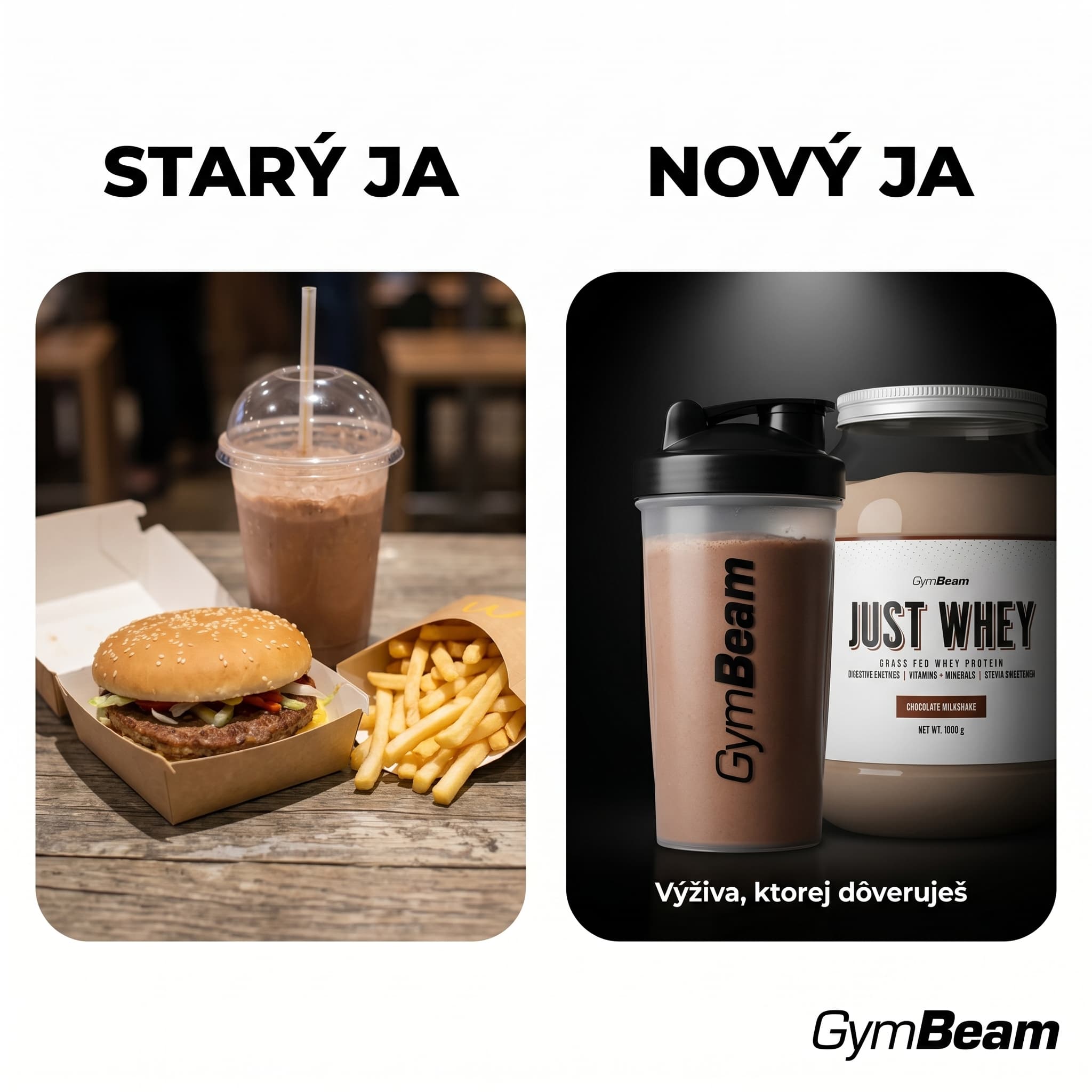 GymBeam · porovnanie starý ja / nový ja